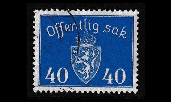 Norja 57 o Virkamerkki 40 öre sininen (1946)