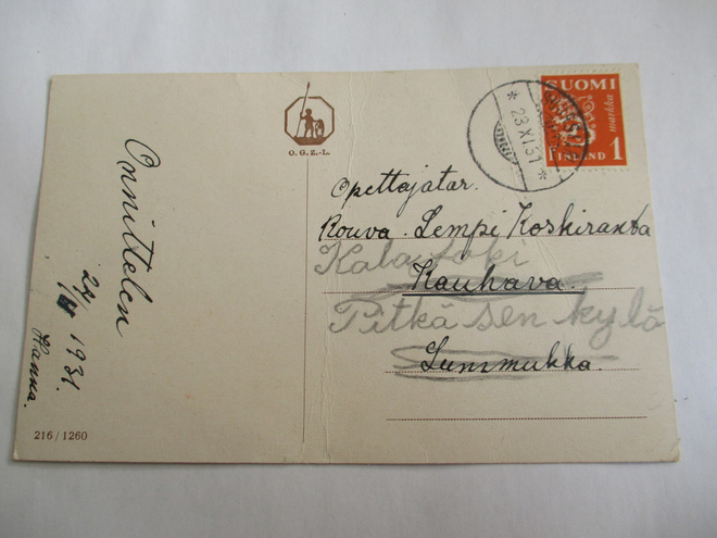 1931 Suursaari kortilla Kalajoelle