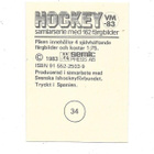 1983 SWE Semic MM #34 Hannu Helander Suomi & Ilves - pikkukuva 2