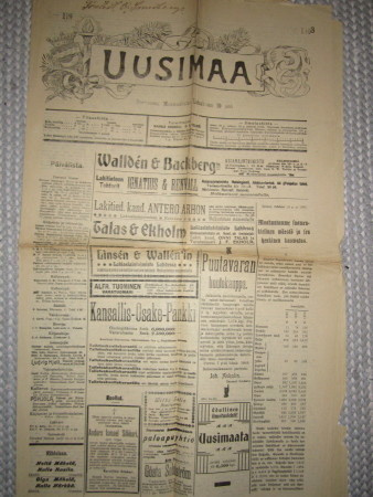Sanomalehti: Uusimaa 19.10.1903