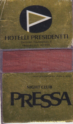 Helsinki, Hotelli Presidentti , Tulitikkuetiketti.  e174