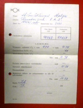 HOK Ostokuittien palautus / Hyvityslaskelma