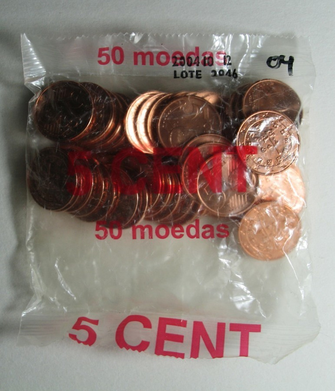 2004 PORTUGAL 5 c avaamaton alkup pussi (50 kolikkoa)