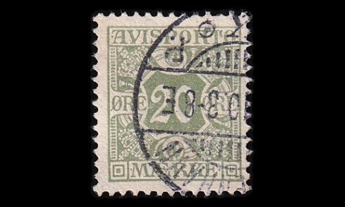 Tanska VM_5X o Avisporto 20 öre (1907)