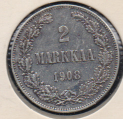 1908 2 markkaa kl8