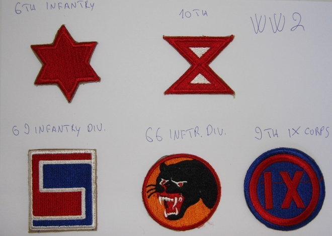 Aidot (ORG.) WW2 US ARMY joukko-osasto hihamerkit 25e/kpl