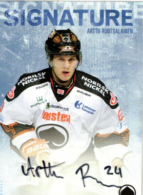2016-17 Cardset ARTTU RUOTSALAINEN Ässät Signature nimmari