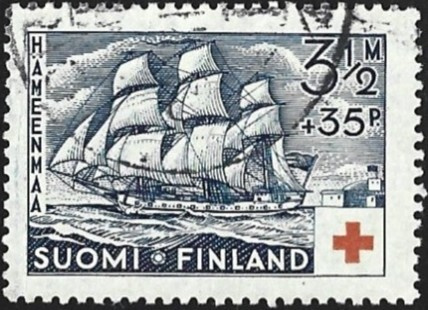 1937 Punainen Risti 3 ½ mk + 35 p leimattu LaPe 201