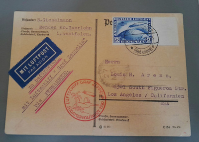 Graf Zeppelin kortti USA v.1930