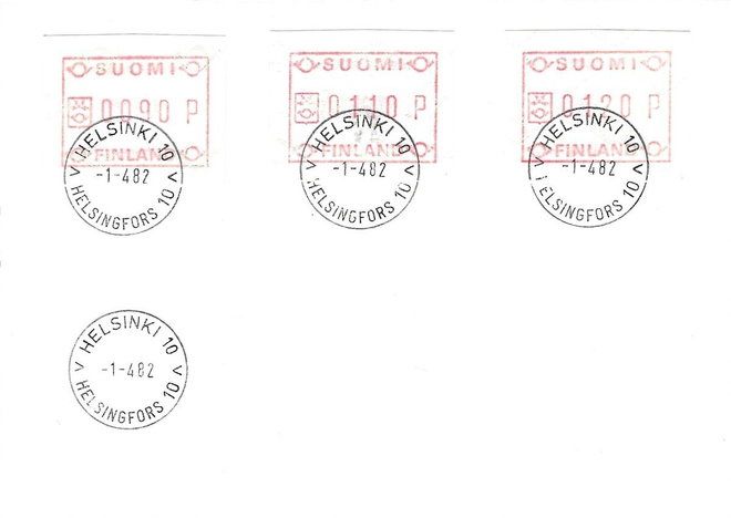 FDC HELSINKI 10 1.4.82 AUTOMAATTIMERKIT ILM.PÄIVÄN LEIMOILLA