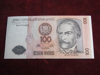 100 intis 1987 Peru