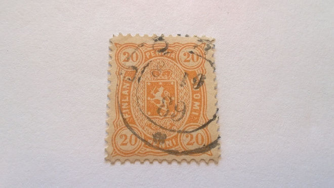 1885 vaakunamerkki 20 penniä hyvällä leimalla