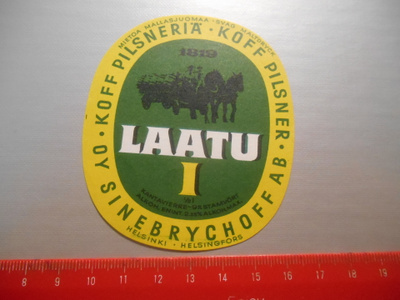 KOFF Pilsneriä LAATU I etiketti