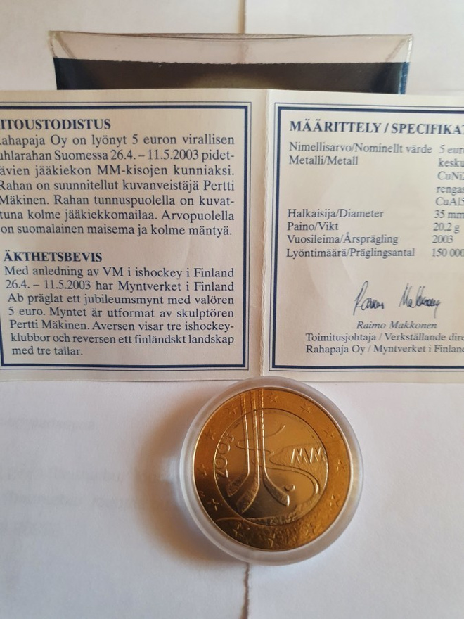 5 euroa Jääkiekon MM 2003