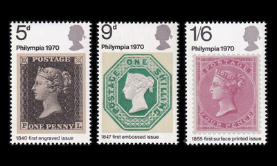 Iso-Britannia 555-7 ** Postimerkkinäyttely PHILYMPIA (1970)