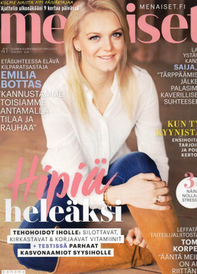 Me Naiset n:o 41 2017 Emilia Bottas. Tommi Korpela. Saija Si