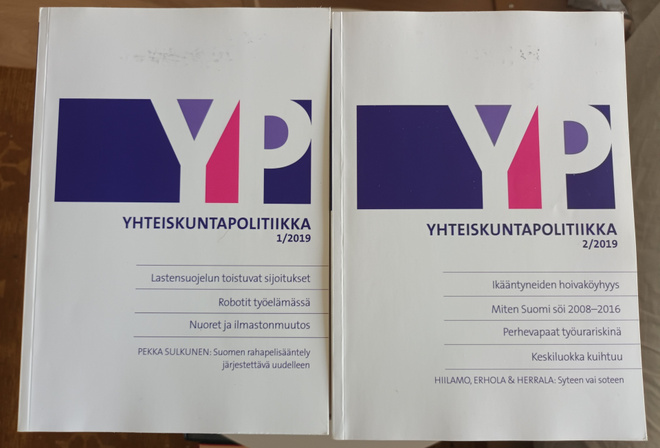 Yhteiskuntapolitiikka vsk. 1-6, 2019, vol 84., kolme kuvaa