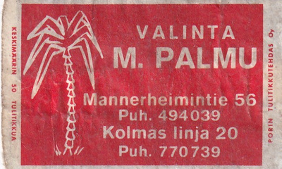 Helsinki , M. Palmu , Mannerheimintie 56/10