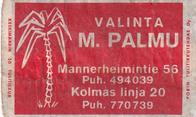 Helsinki , M. Palmu , Mannerheimintie 56/10