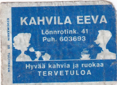 Kahvila Eeva. Lönnrotink. 41.  s90