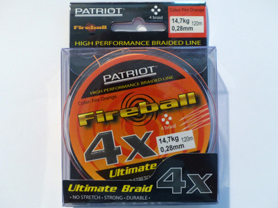 PATRIOT FIREBALL 4X 120m, 0,28mm, 14,7kg Väri: Fire Orange