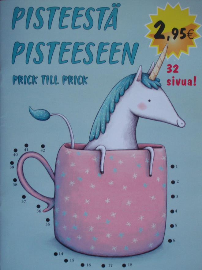 Yksisarvinen pisteestä pisteeseen värityskirja *UUSI*