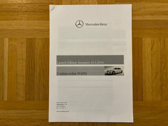 Hinnasto Mercedes C-sarja W205 Launch Edition 2014 Veho