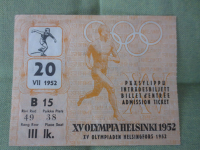 Olympialaiset Helsinki 1952 Pääsylippu