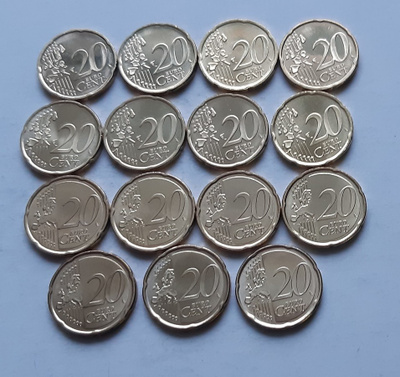 Suomi 20 c, vuodet 1999-2013, yht. 15 kpl, UNC