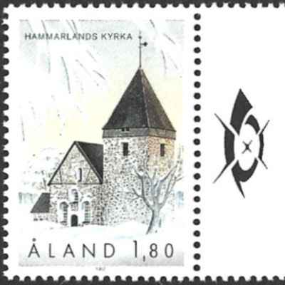 Ål 1992 Hammarlandin kir 1,80 mk välilöpari logo ** LaPe 064