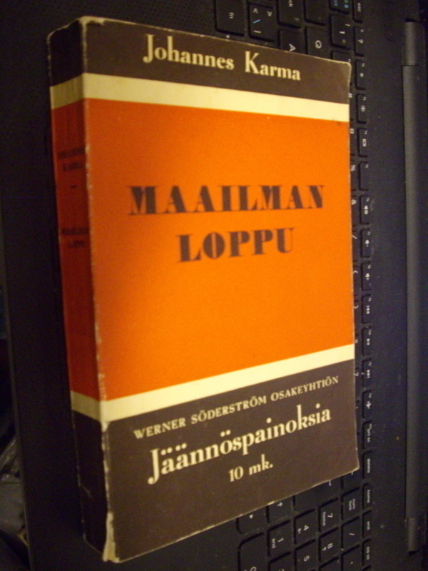 Johannes Karma : Maailmanloppu ( 1 p. 1921 ) Sis. postikulut