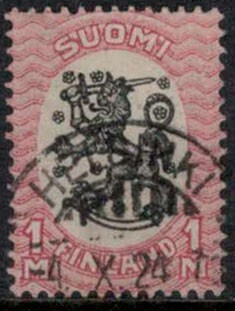 1917 1 mk puna-musta loisto HELSINKI -24