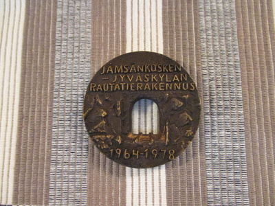 Jämsänkosken-Jyväskylän rautatierakennus mitali 1964-1978.