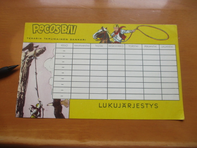 Lukujärjestys Pecos Bill