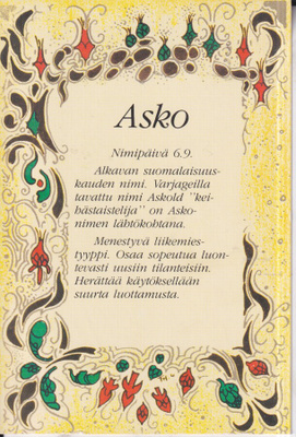 Asko, nimikortti .  e204