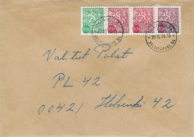 HELSINKI 94 20.10.78 LEIMOILLA M63 VIHKOMERKKEJÄ KUORI KULKE
