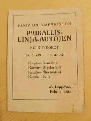 Vanha linja-autojen aikataulu