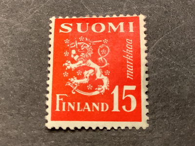 400 / 1952  M30 Leijona punainen 15 mk ** postituore