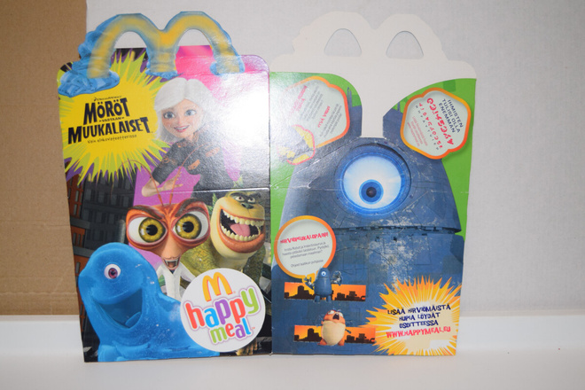 Mcdonalds's Happy meal laatikko Möröt vastaan muukalaiset