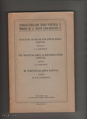 [Itkonen, T. I.]:Koltan- ja kuolanlappalaisia satuja,1931,1p