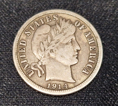 USA Barber dime 1914