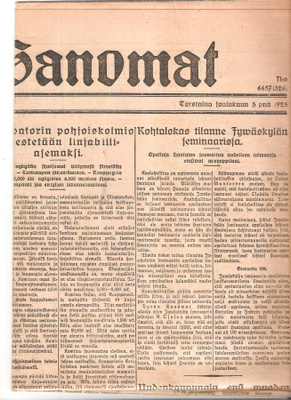 Heikki Haataja, artikkeli, Turun Sanomat 03.12.1925.