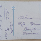 Punatulkut pensaassa talon lähellä, piirrospk, k. k-k 1927 - pikkukuva 2