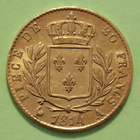Ranska 20 Francs 1814 Louis XVIII kultaraha. Harvinainen. - pikkukuva 2