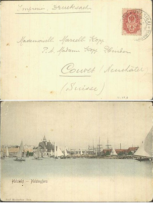 1901 venäl. 4 kop (pystyraita) painotuote Sveitsiin