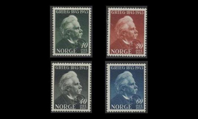 Norja 287-90 ** Edvard Grieg (1943)