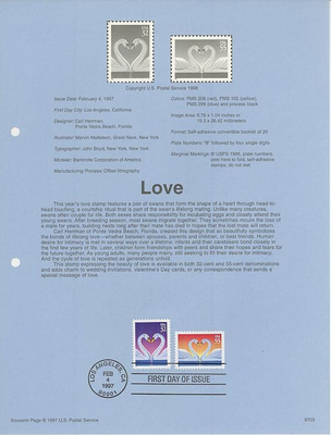 Rakkaus - USA 1997 ensipäivä muistolehti