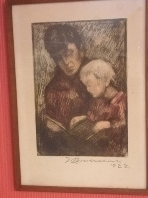 Museotason Jalmari Ruokokoski monotyyppi grafiikka taulu