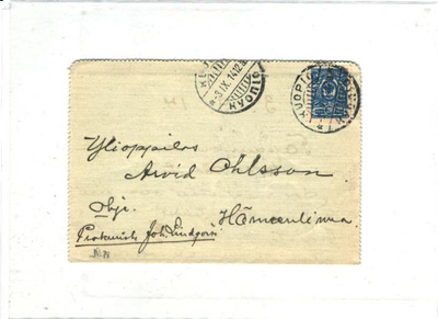 POSTILÄHETYS KIRJEKORTTI KUOPIO