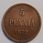 Aleksanteri II, kupari 5 penniä vuodelta 1872. - pikkukuva 1